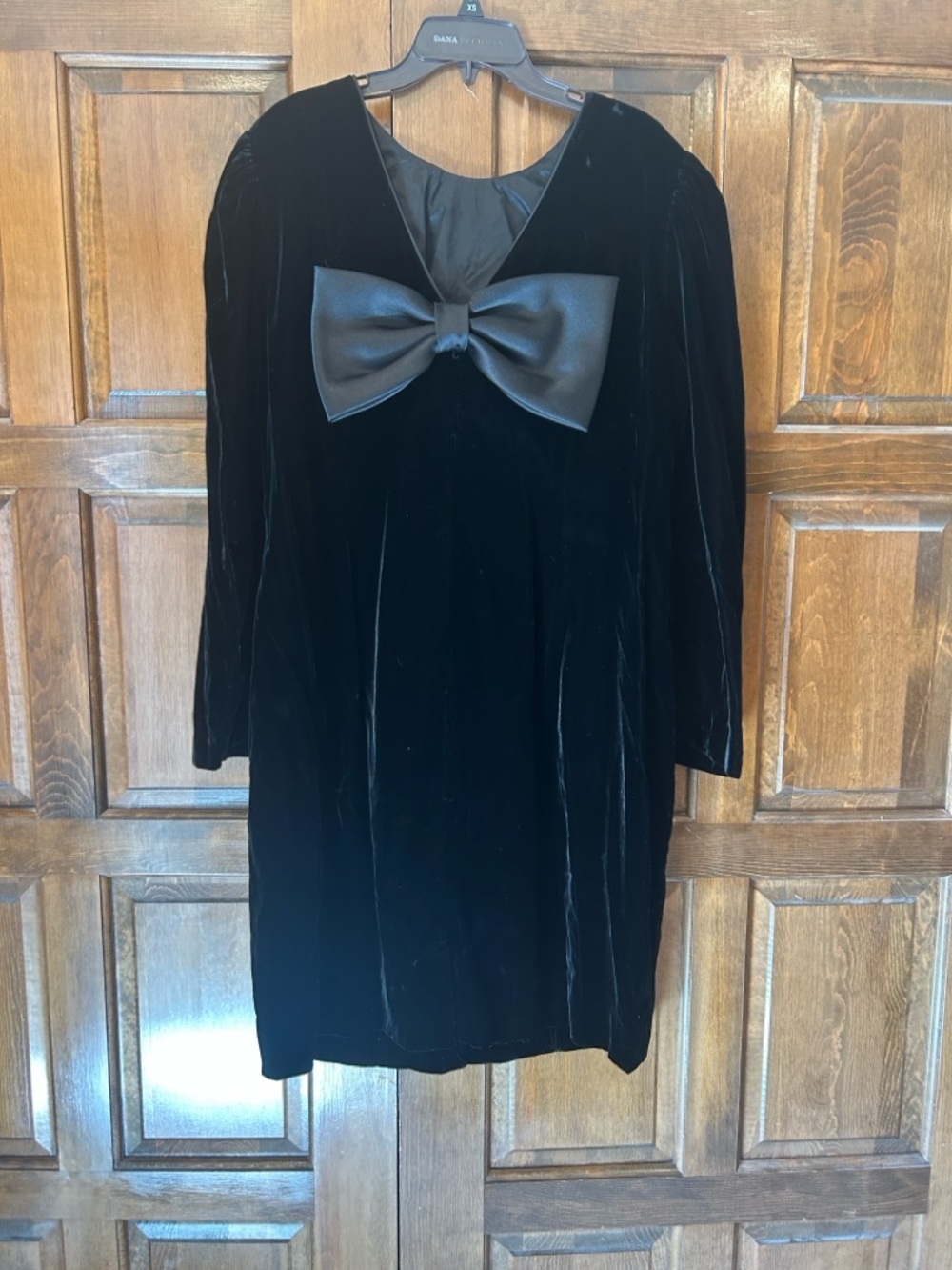 VTG 80s 90s Morgan Taylor Black Velvet Evening Gown 18W Retro Party Prom Bow - Picture 7 of 11
